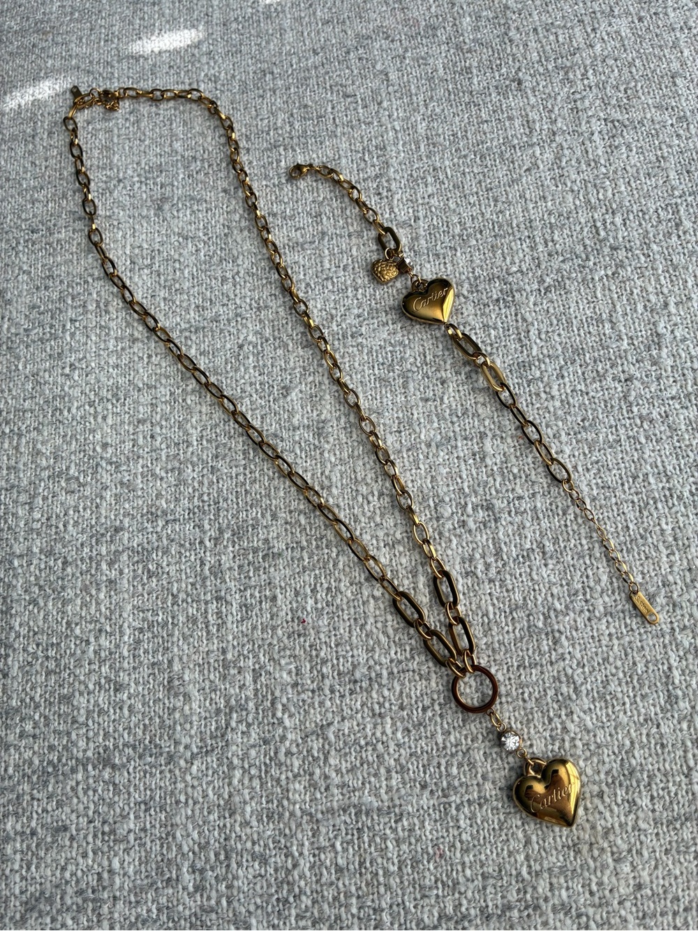 Gold Heart Pendant Necklace and Bracelet Set
